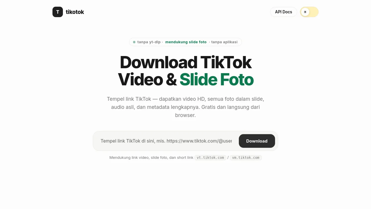 Tikotok (TikTok Downloader) + API